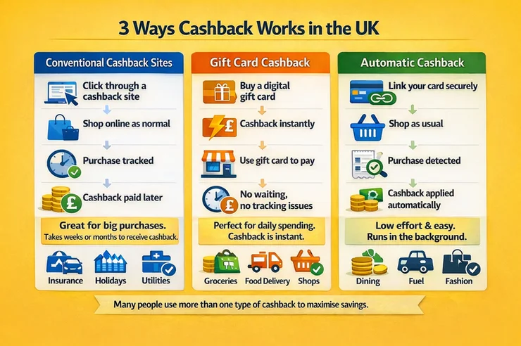 The different types of cashback you'll find in the UK